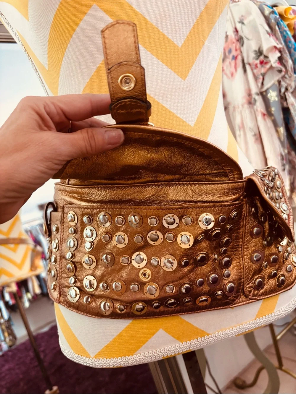 GIGI Metallic Gold Studded Waist Bag🤩😎